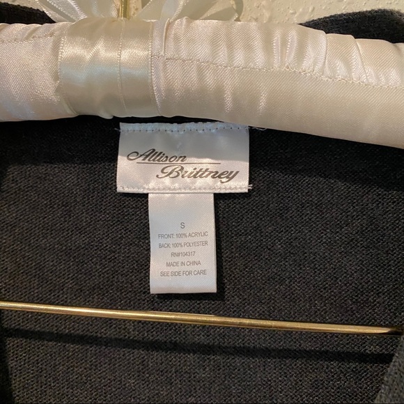 Allison Brittney Sweater Cardigan Small Striped gray white Sheer cardiga… - Picture 2 of 7